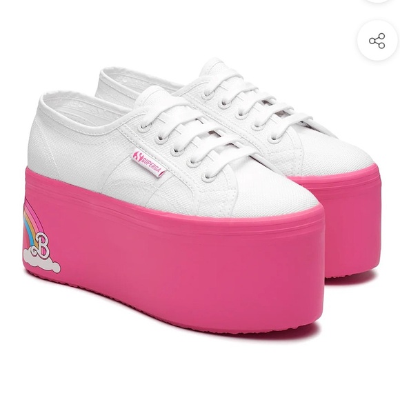 BARBIE x SUPERGA 2802 BARBIE RAINBOW WHITE FUCHSIA *new with movie box - Picture 3 of 9